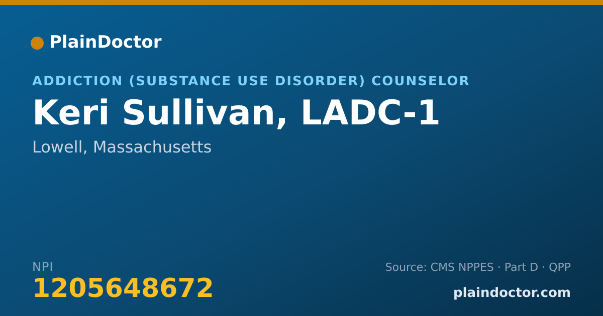 Shareable card for Keri Sullivan, LADC-1 - Addiction (Substance Use Disorder) Counselor, Lowell, MA