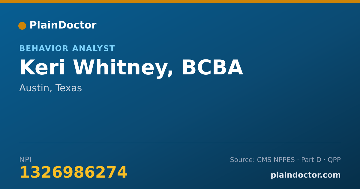 Shareable card for Keri Whitney, BCBA - Behavior Analyst, Austin, TX