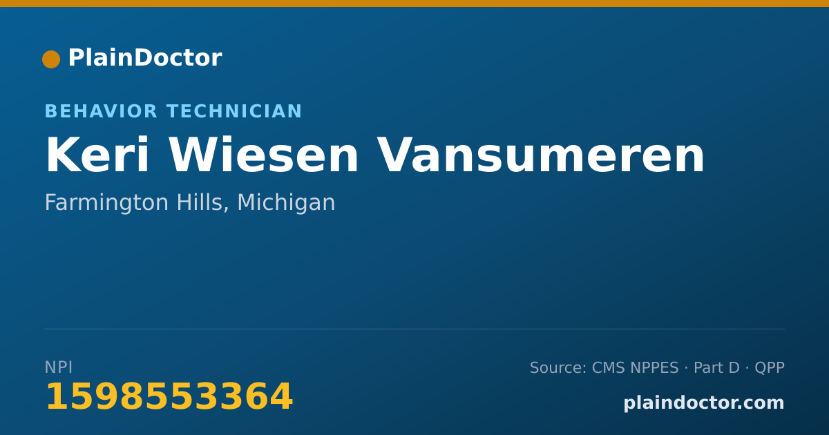 Shareable card for Keri Wiesen Vansumeren - Behavior Technician, Farmington Hills, MI