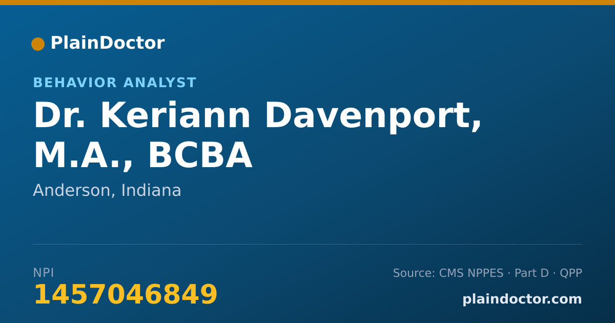 Shareable card for Keriann Davenport, M.A., BCBA - Behavior Analyst, Anderson, IN