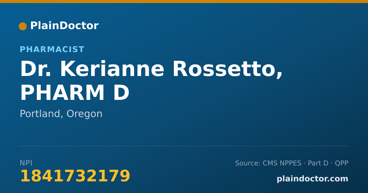 Shareable card for Kerianne Rossetto, PHARM D - Pharmacist, Portland, OR