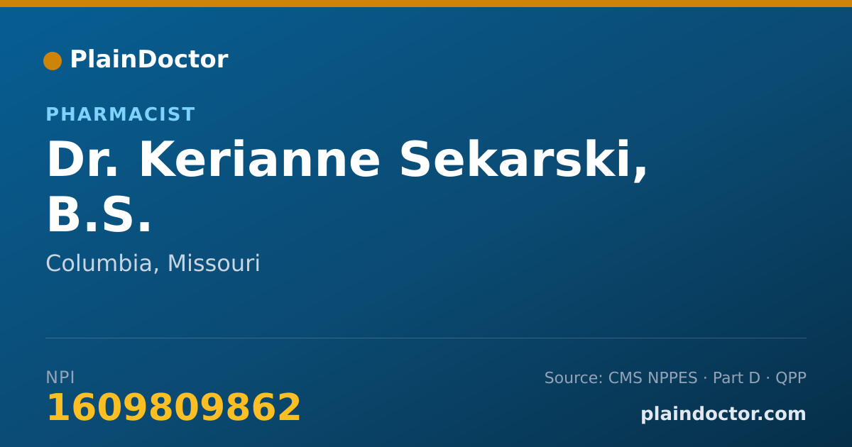 Shareable card for Kerianne Sekarski, B.S. - Pharmacist, Columbia, MO