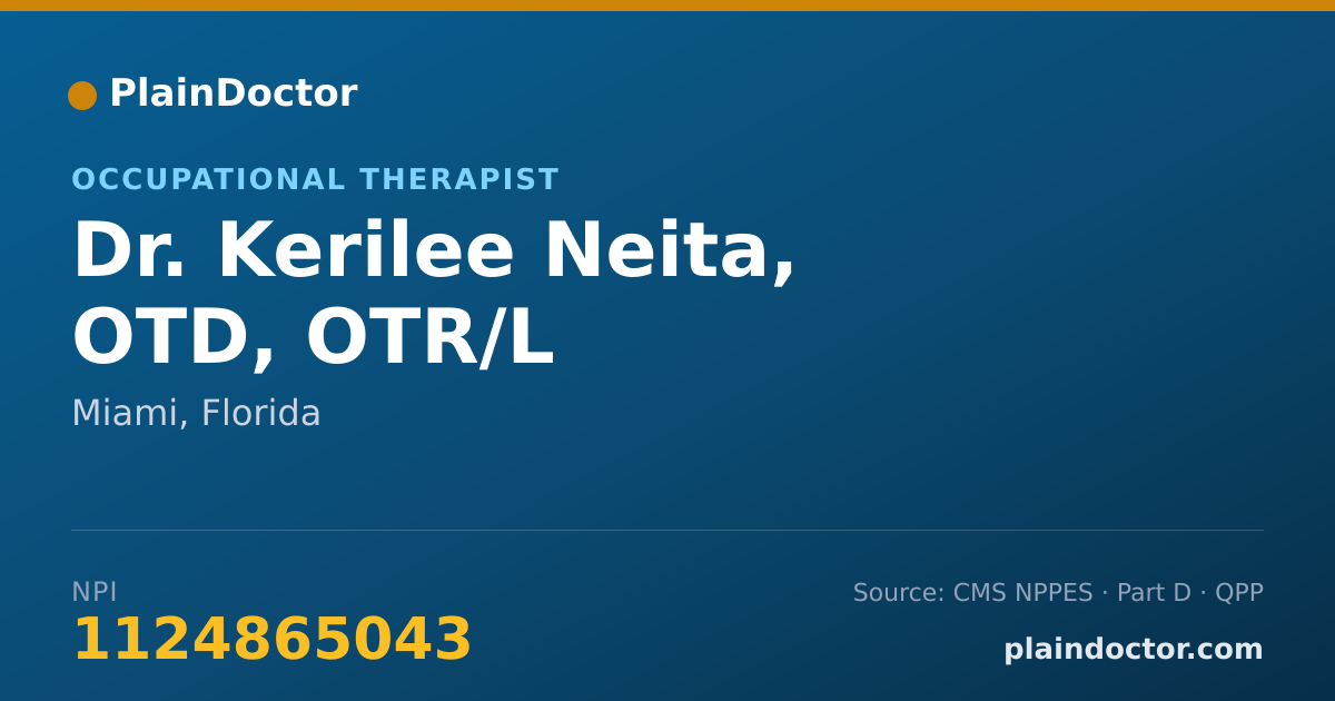 Shareable card for Kerilee Neita, OTD, OTR/L - Occupational Therapist, Miami, FL