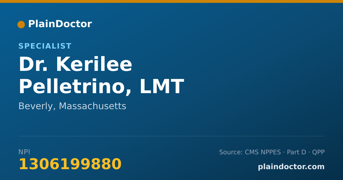Shareable card for Kerilee Pelletrino, LMT - Specialist, Beverly, MA