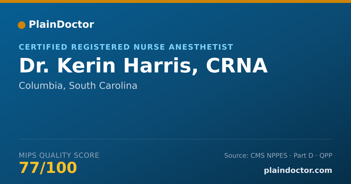 Shareable card for Kerin Harris, CRNA - Certified Registered Nurse Anesthetist, Columbia, SC