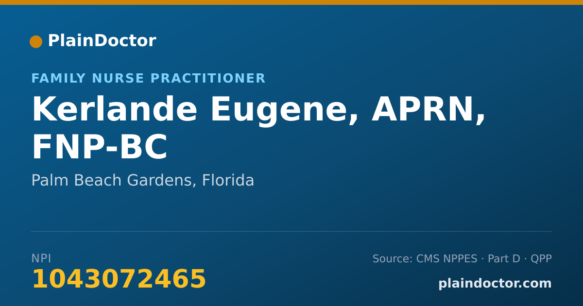 Shareable card for Kerlande Eugene, APRN, FNP-BC - Family Nurse Practitioner, Palm Beach Gardens, FL