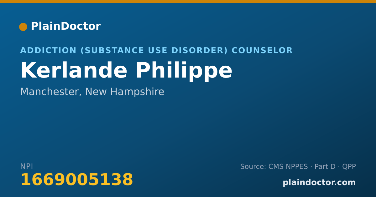 Shareable card for Kerlande Philippe - Addiction (Substance Use Disorder) Counselor, Manchester, NH