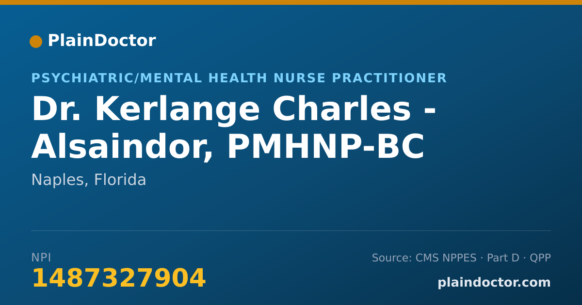 Shareable card for Kerlange Charles - Alsaindor, PMHNP-BC - Psychiatric/Mental Health Nurse Practitioner, Naples, FL