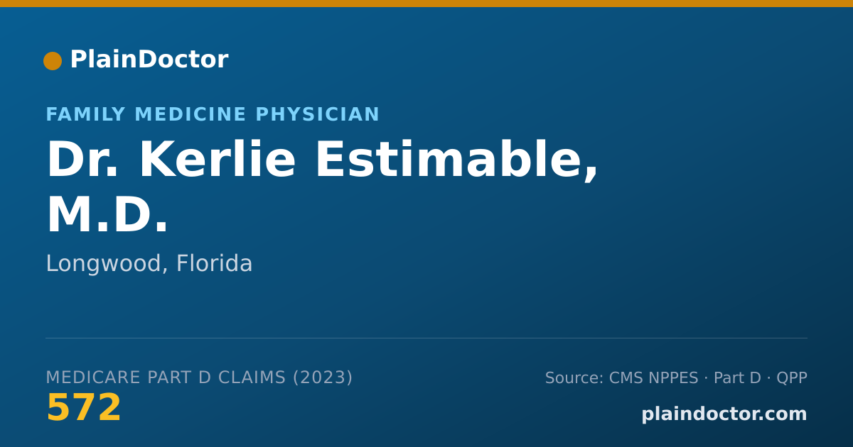 Shareable card for Kerlie Estimable, M.D. - Family Medicine Physician, Longwood, FL