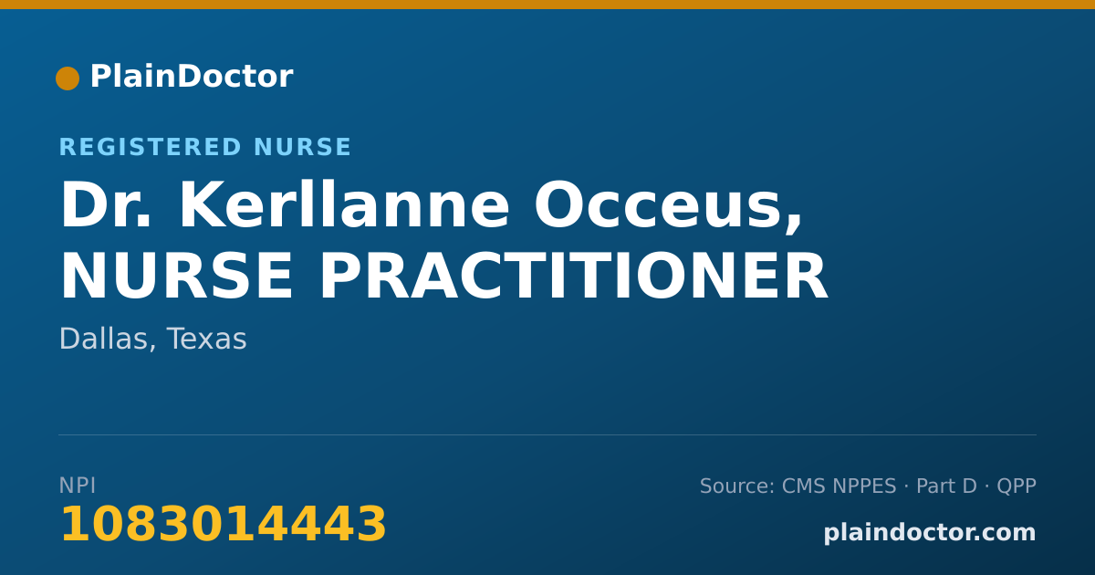 Shareable card for Kerllanne Occeus, NURSE PRACTITIONER - Registered Nurse, Dallas, TX