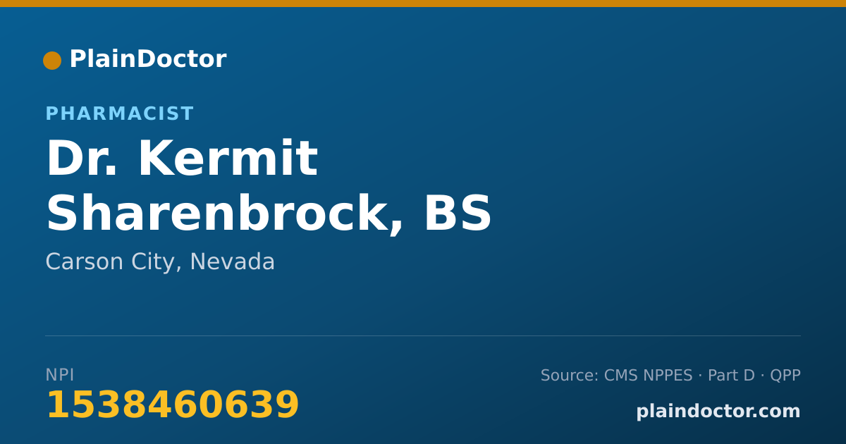 Shareable card for Kermit Sharenbrock, BS - Pharmacist, Carson City, NV