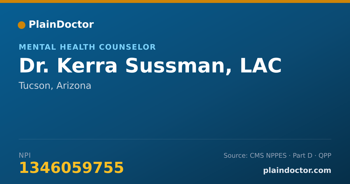 Shareable card for Kerra Sussman, LAC - Mental Health Counselor, Tucson, AZ