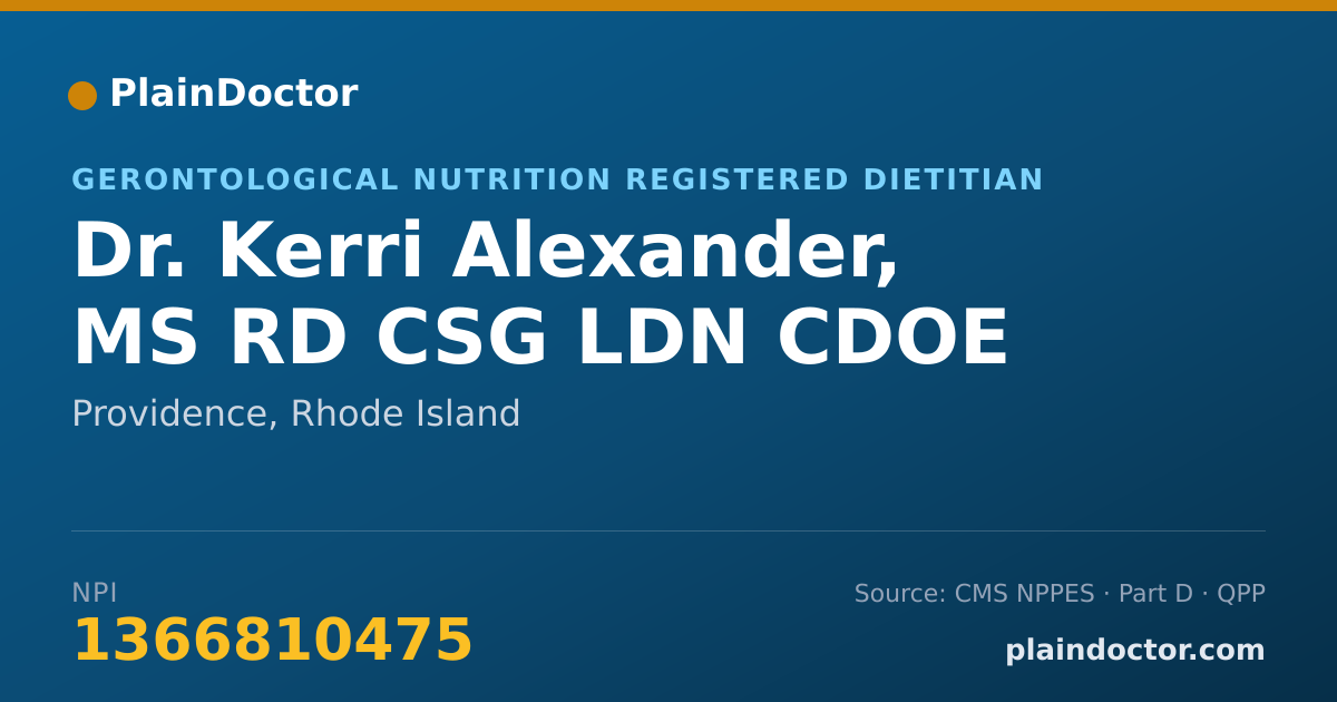 Shareable card for Kerri Alexander, MS RD CSG LDN CDOE - Gerontological Nutrition Registered Dietitian, Providence, RI