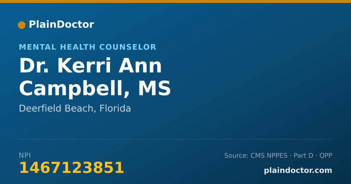 Shareable card for Kerri Ann Campbell, MS - Mental Health Counselor, Deerfield Beach, FL