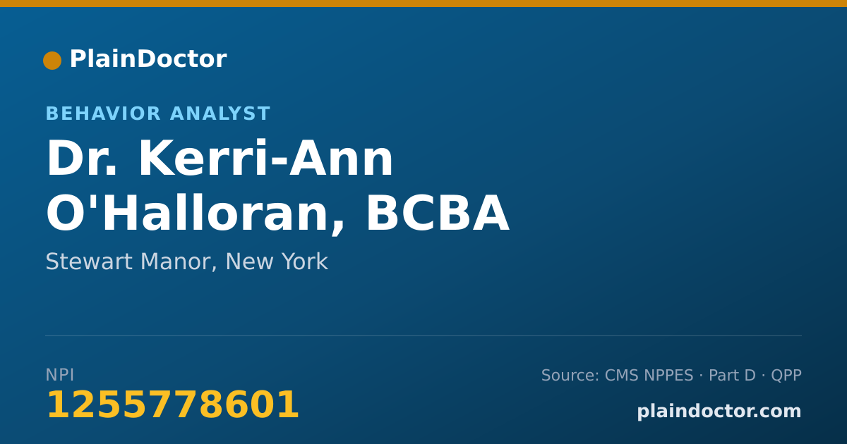 Shareable card for Kerri-Ann O'Halloran, BCBA - Behavior Analyst, Stewart Manor, NY