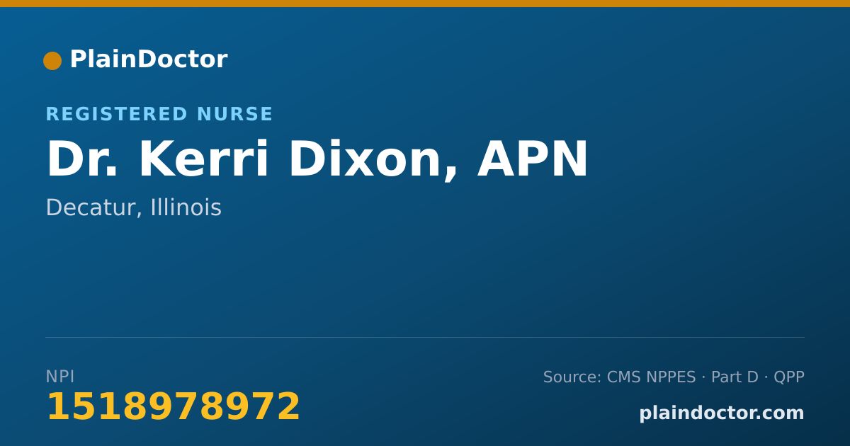 Shareable card for Kerri Dixon, APN - Registered Nurse, Decatur, IL