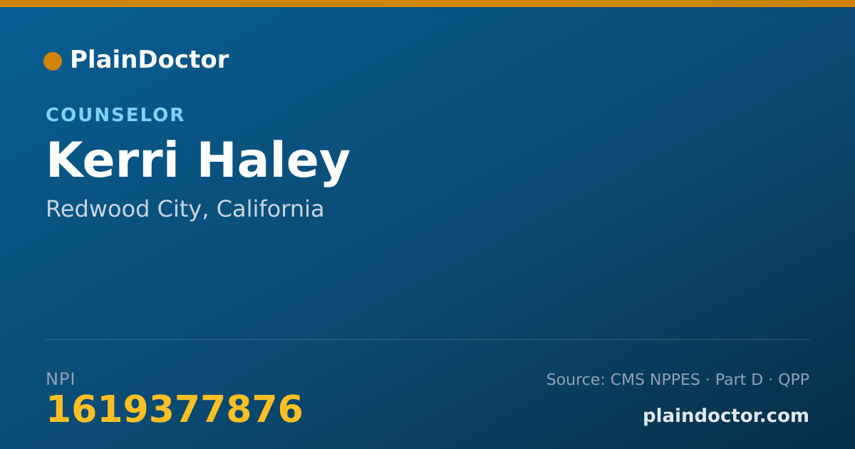 Shareable card for Kerri Haley - Counselor, Redwood City, CA