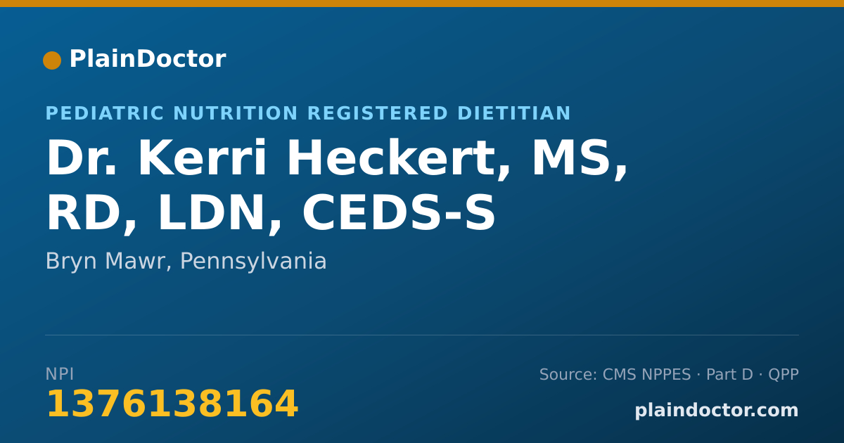 Shareable card for Kerri Heckert, MS, RD, LDN, CEDS-S - Pediatric Nutrition Registered Dietitian, Bryn Mawr, PA