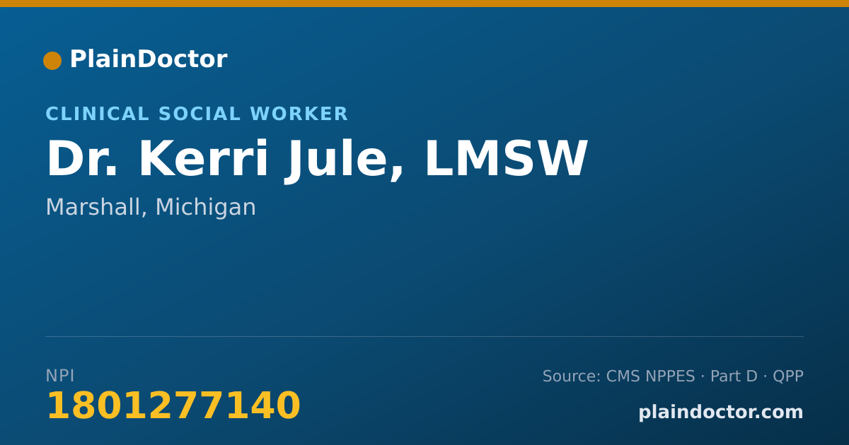 Shareable card for Kerri Jule, LMSW - Clinical Social Worker, Marshall, MI