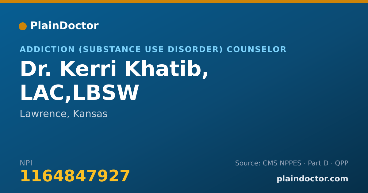 Shareable card for Kerri Khatib, LAC,LBSW - Addiction (Substance Use Disorder) Counselor, Lawrence, KS