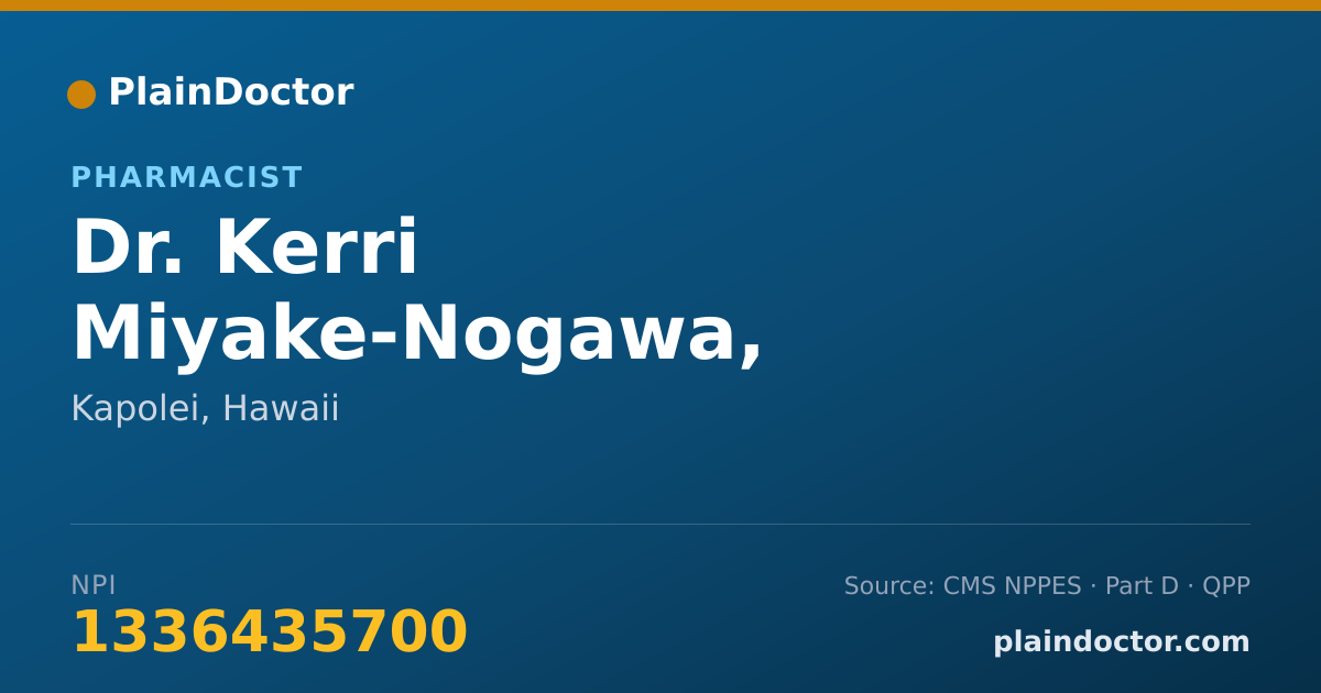 Shareable card for Kerri Miyake-Nogawa, PHARM.D. - Pharmacist, Kapolei, HI