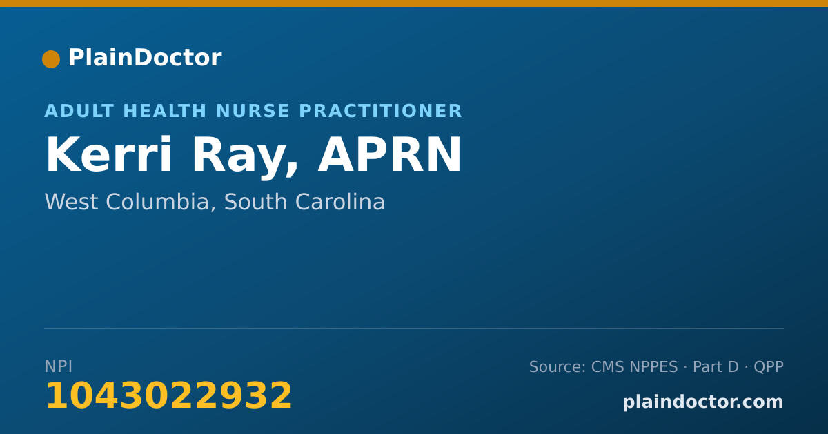 Shareable card for Kerri Ray, APRN - Adult Health Nurse Practitioner, West Columbia, SC
