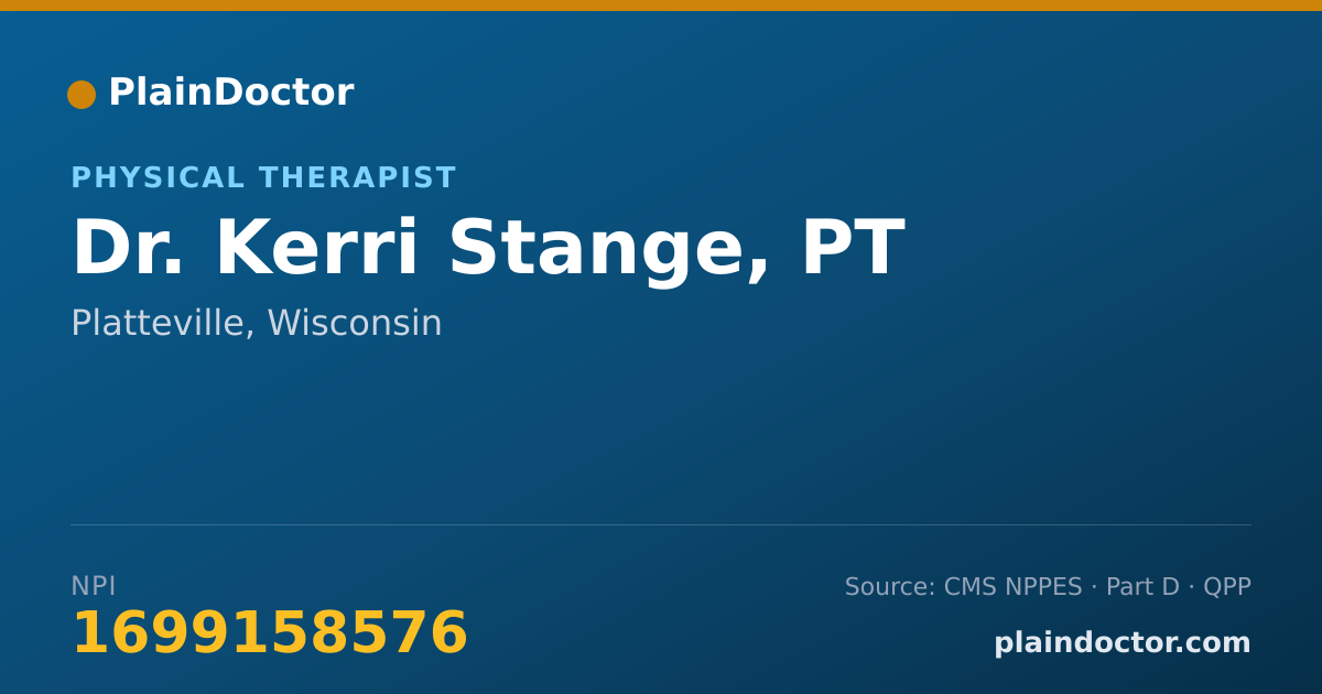 Shareable card for Kerri Stange, PT - Physical Therapist, Platteville, WI