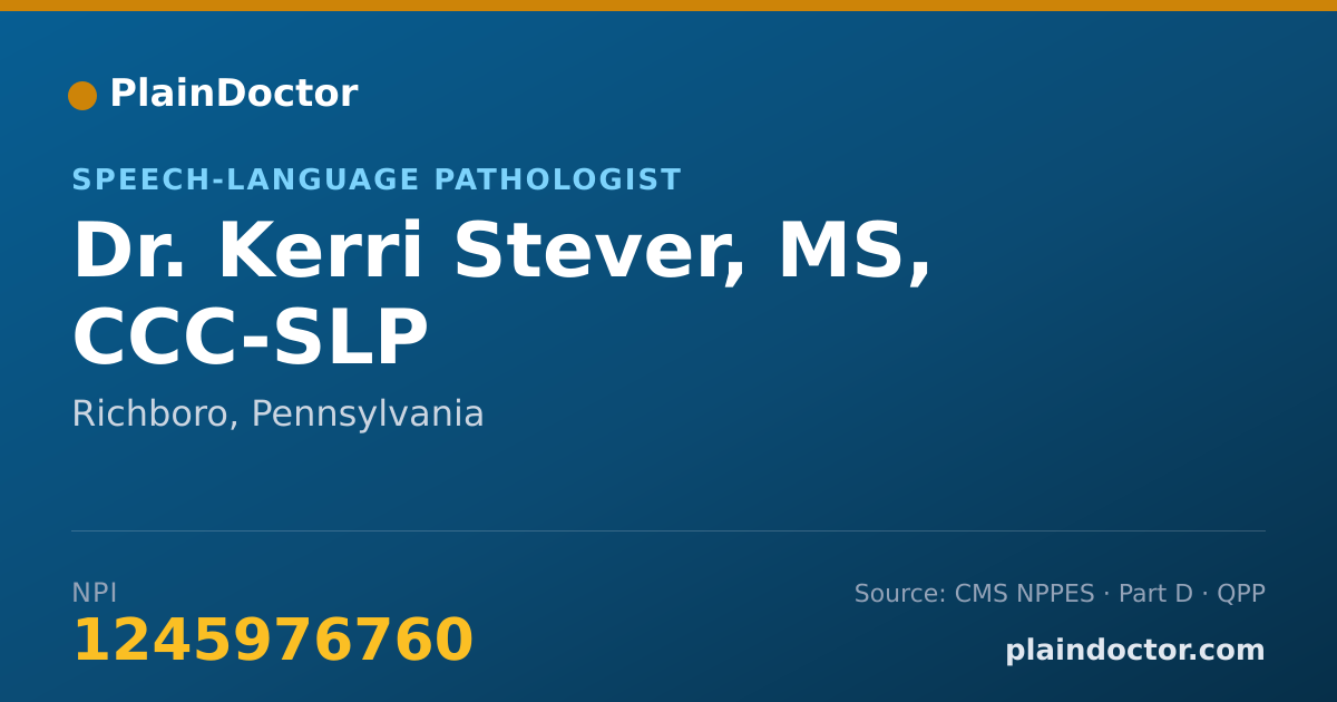 Shareable card for Kerri Stever, MS, CCC-SLP - Speech-Language Pathologist, Richboro, PA