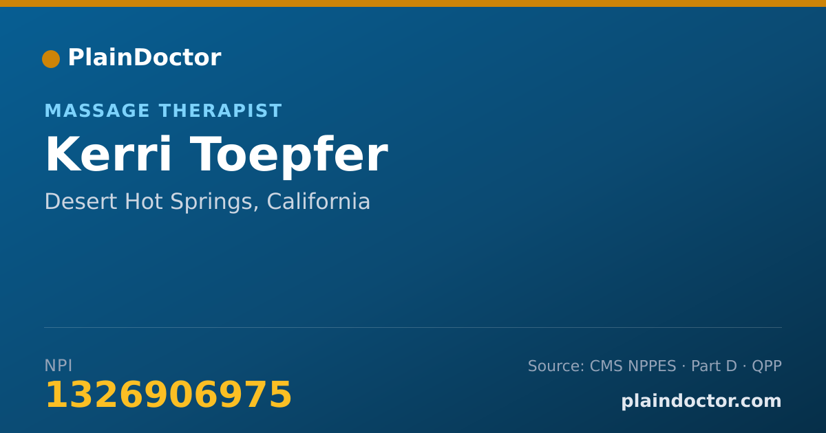 Shareable card for Kerri Toepfer - Massage Therapist, Desert Hot Springs, CA