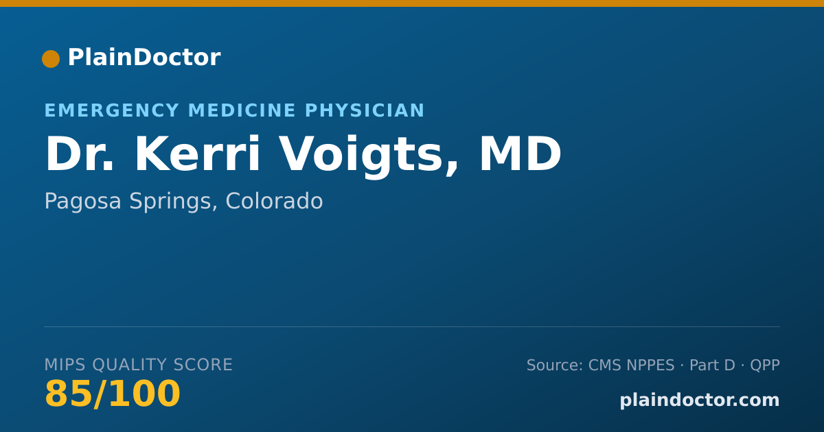 Shareable card for Kerri Voigts, MD - Emergency Medicine Physician, Pagosa Springs, CO