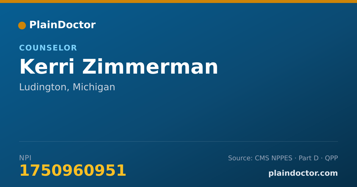 Shareable card for Kerri Zimmerman - Counselor, Ludington, MI