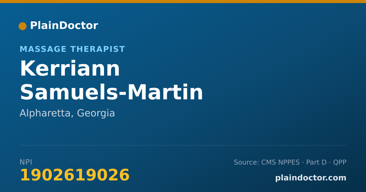 Shareable card for Kerriann Samuels-Martin - Massage Therapist, Alpharetta, GA