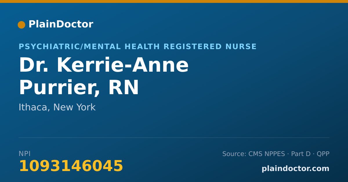 Shareable card for Kerrie-Anne Purrier, RN - Psychiatric/Mental Health Registered Nurse, Ithaca, NY