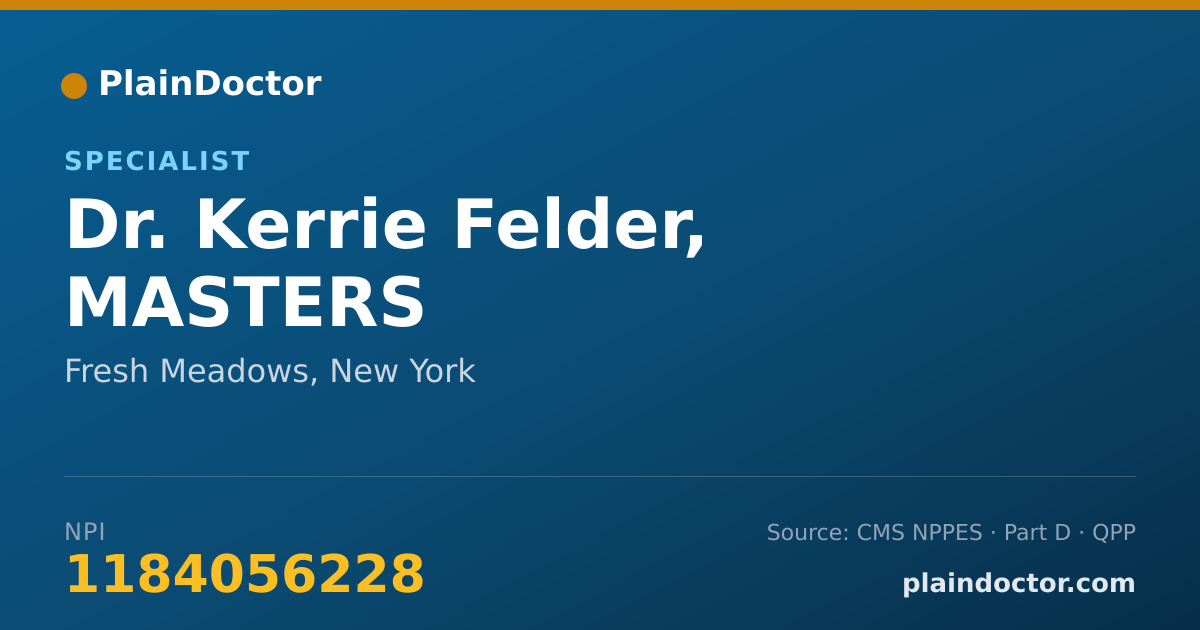 Shareable card for Kerrie Felder, MASTERS - Specialist, Fresh Meadows, NY