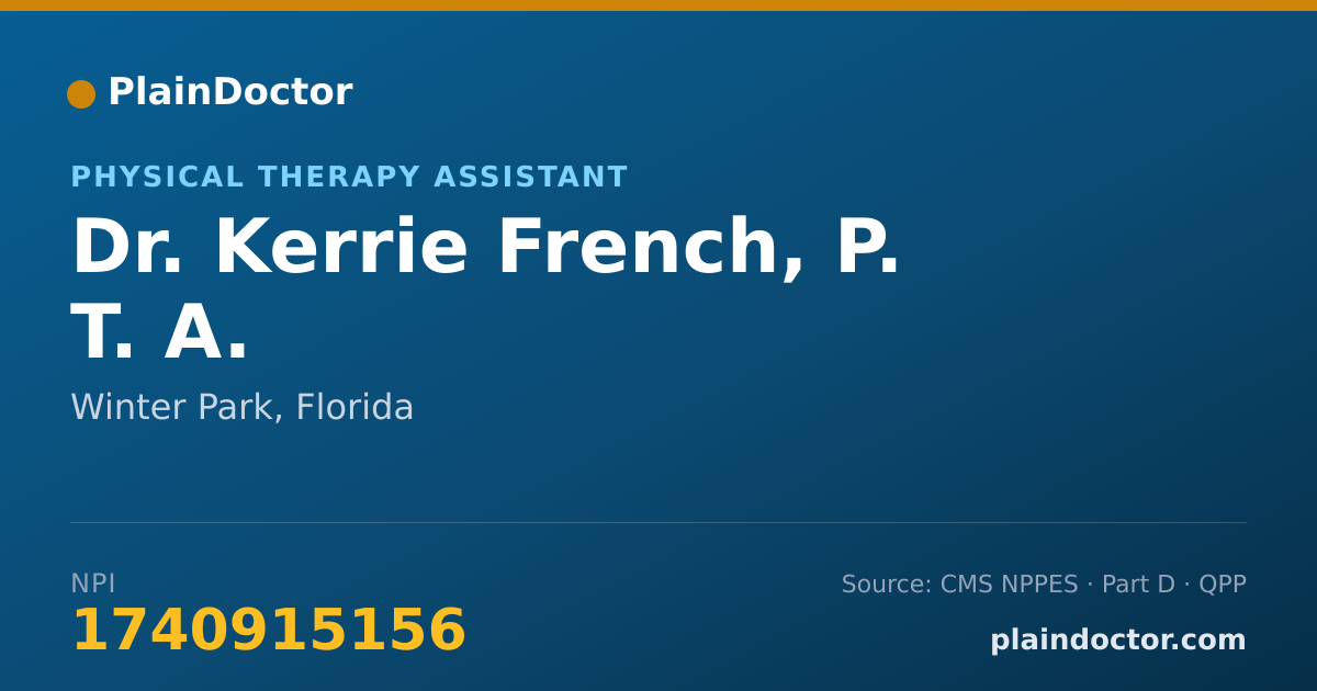 Shareable card for Kerrie French, P. T. A. - Physical Therapy Assistant, Winter Park, FL