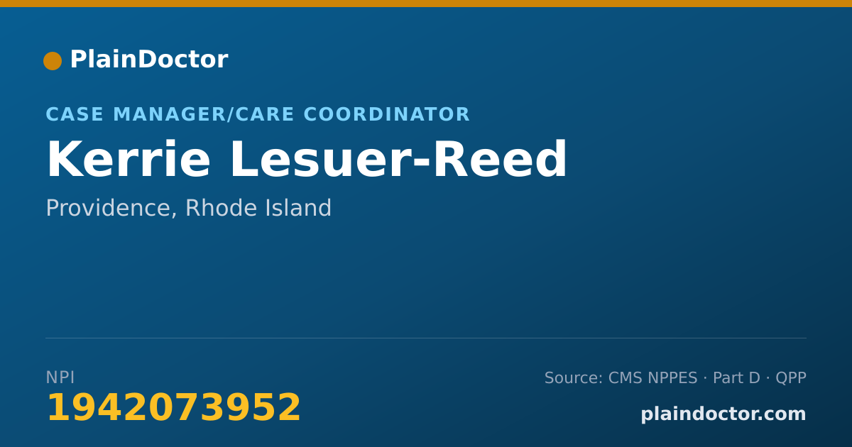 Shareable card for Kerrie Lesuer-Reed - Case Manager/Care Coordinator, Providence, RI