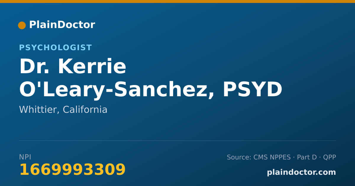Shareable card for Kerrie O'Leary-Sanchez, PSYD - Psychologist, Whittier, CA