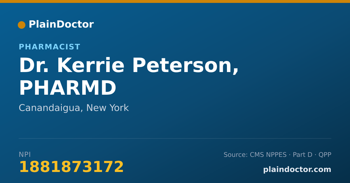 Shareable card for Kerrie Peterson, PHARMD - Pharmacist, Canandaigua, NY