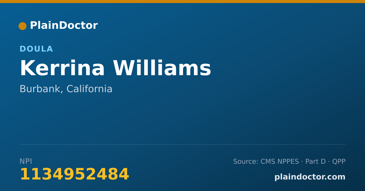 Shareable card for Kerrina Williams - Doula, Burbank, CA