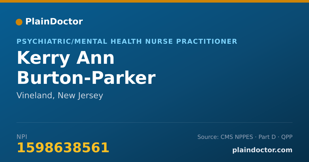 Shareable card for Kerry Ann Burton-Parker - Psychiatric/Mental Health Nurse Practitioner, Vineland, NJ