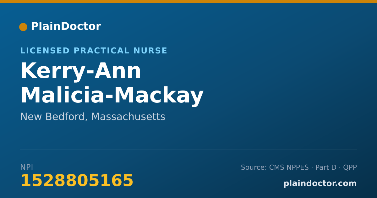Shareable card for Kerry-Ann Malicia-Mackay - Licensed Practical Nurse, New Bedford, MA