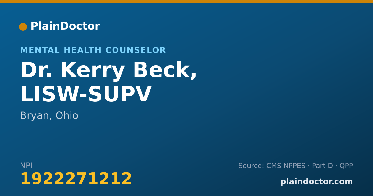 Shareable card for Kerry Beck, LISW-SUPV - Mental Health Counselor, Bryan, OH