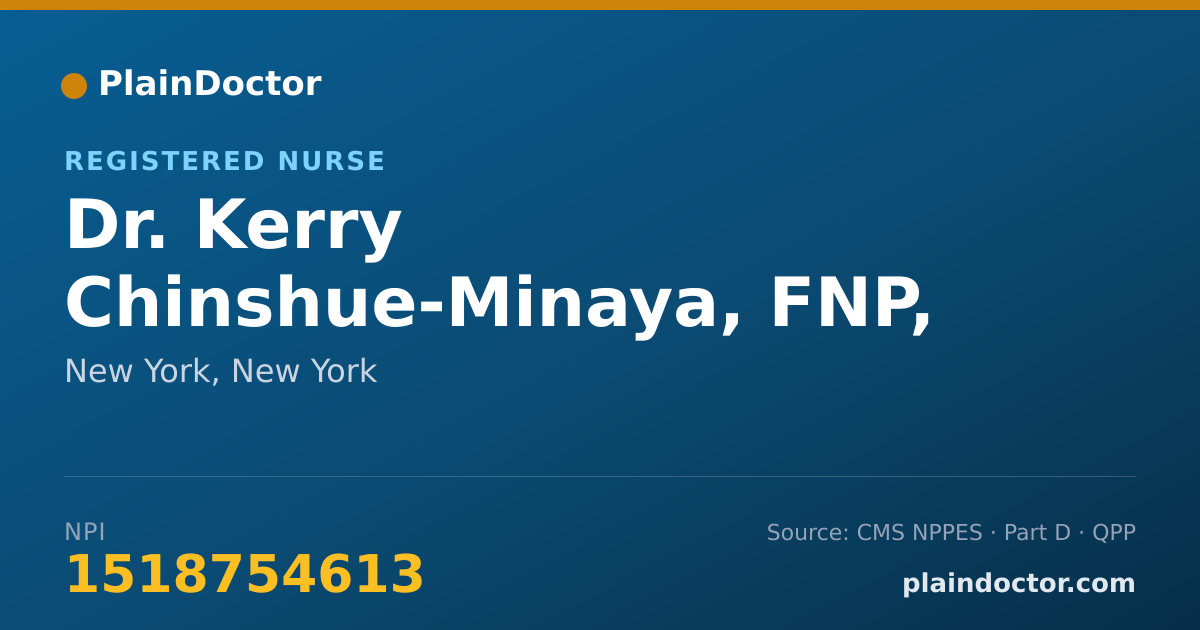 Shareable card for Kerry Chinshue-Minaya, FNP, MSN, CPN - Registered Nurse, New York, NY