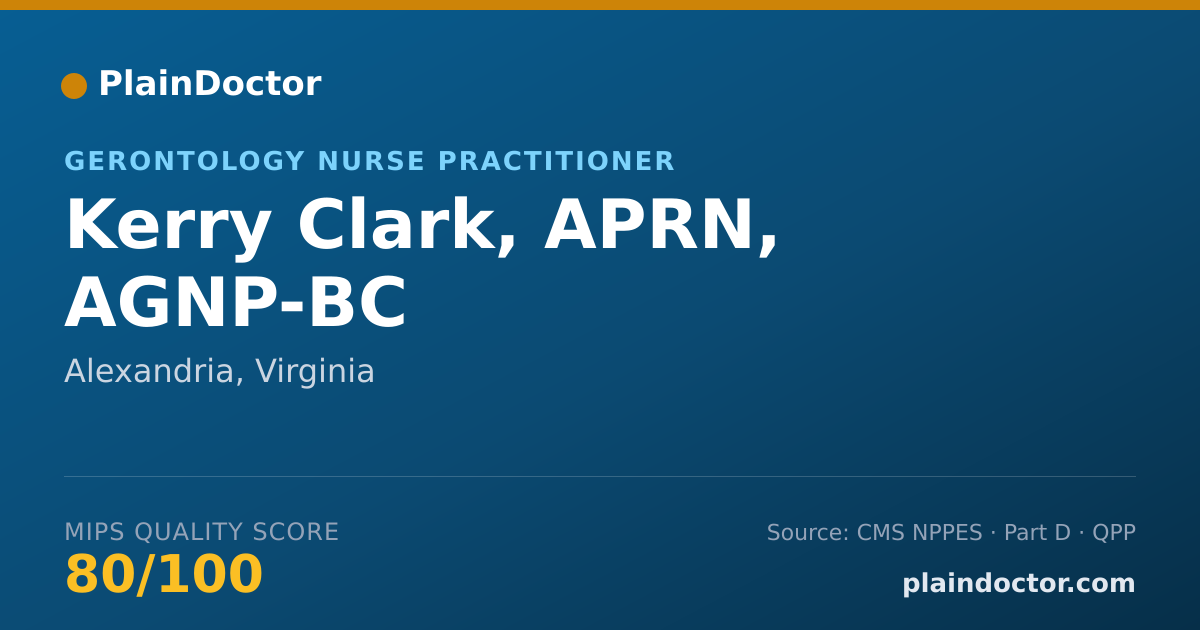 Shareable card for Kerry Clark, APRN, AGNP-BC - Primary Care Nurse Practitioner, Alexandria, VA