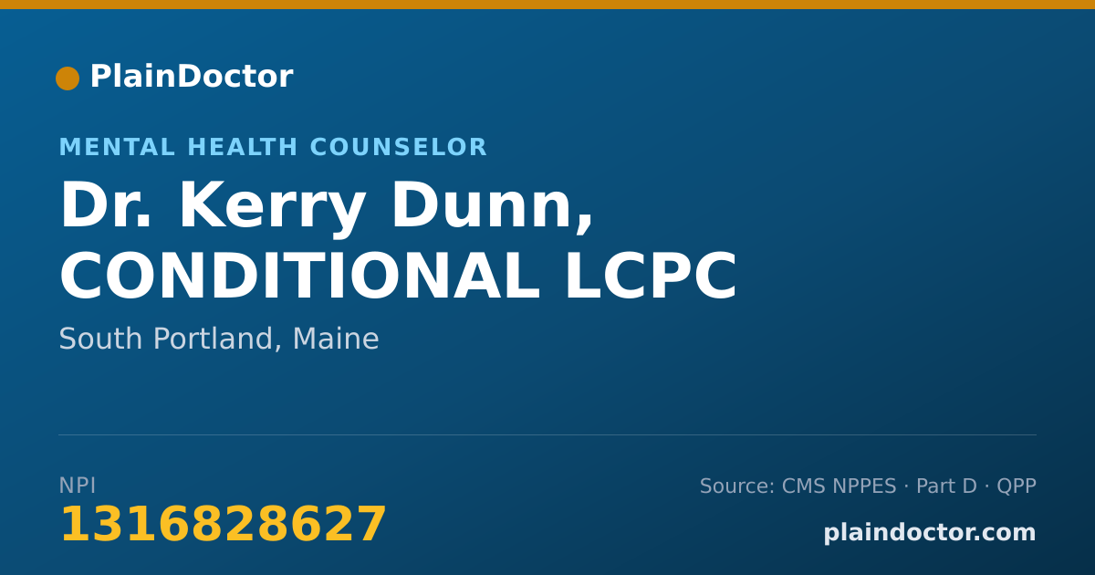Shareable card for Kerry Dunn, CONDITIONAL LCPC - Mental Health Counselor, South Portland, ME