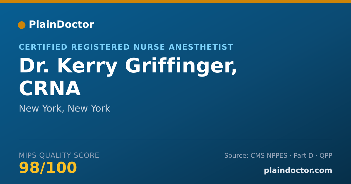 Shareable card for Kerry Griffinger, CRNA - Certified Registered Nurse Anesthetist, New York, NY