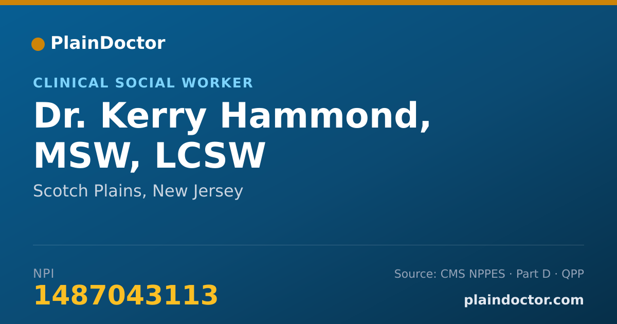 Shareable card for Kerry Hammond, MSW, LCSW - Clinical Social Worker, Scotch Plains, NJ