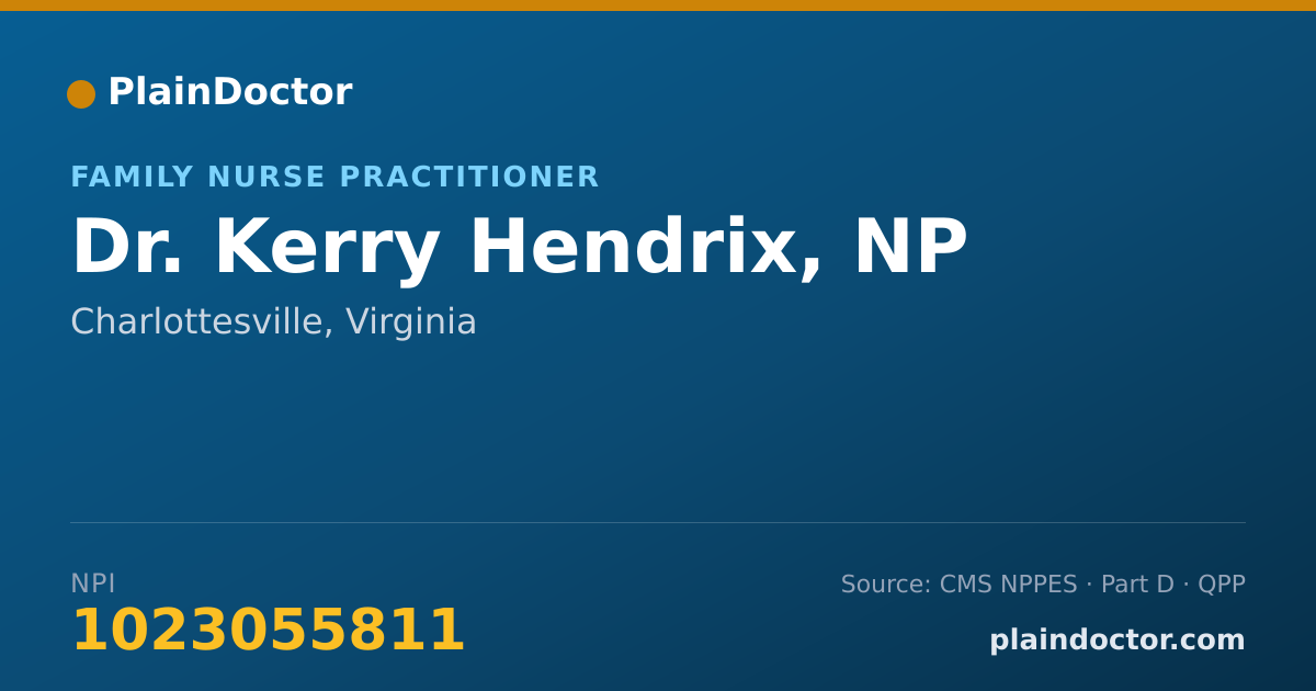 Shareable card for Kerry Hendrix, NP - Family Nurse Practitioner, Charlottesville, VA