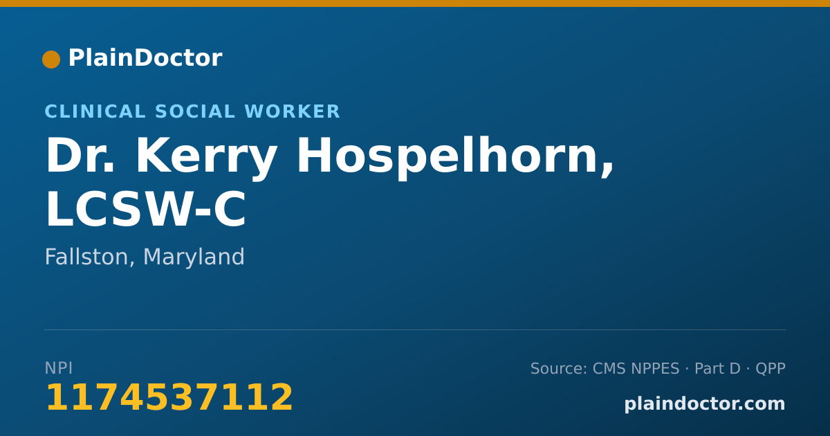 Shareable card for Kerry Hospelhorn, LCSW-C - Clinical Social Worker, Fallston, MD