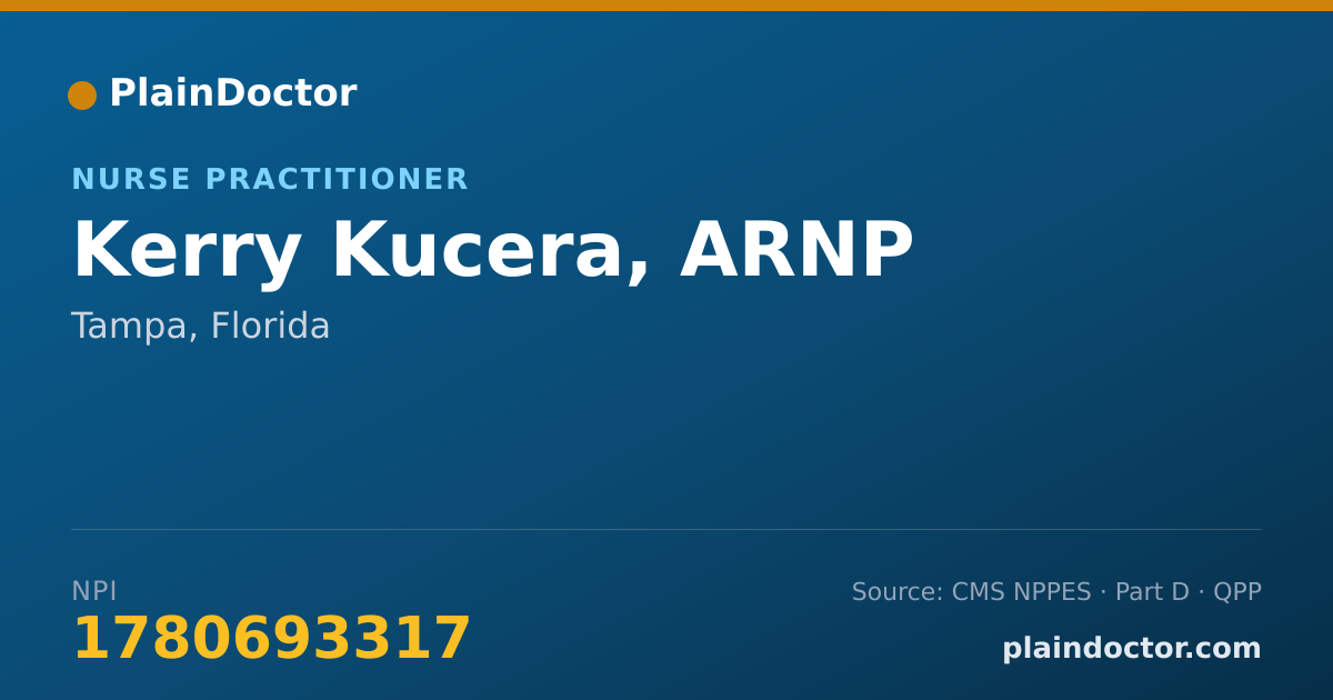 Shareable card for Kerry Kucera, ARNP - Nurse Practitioner, Tampa, FL